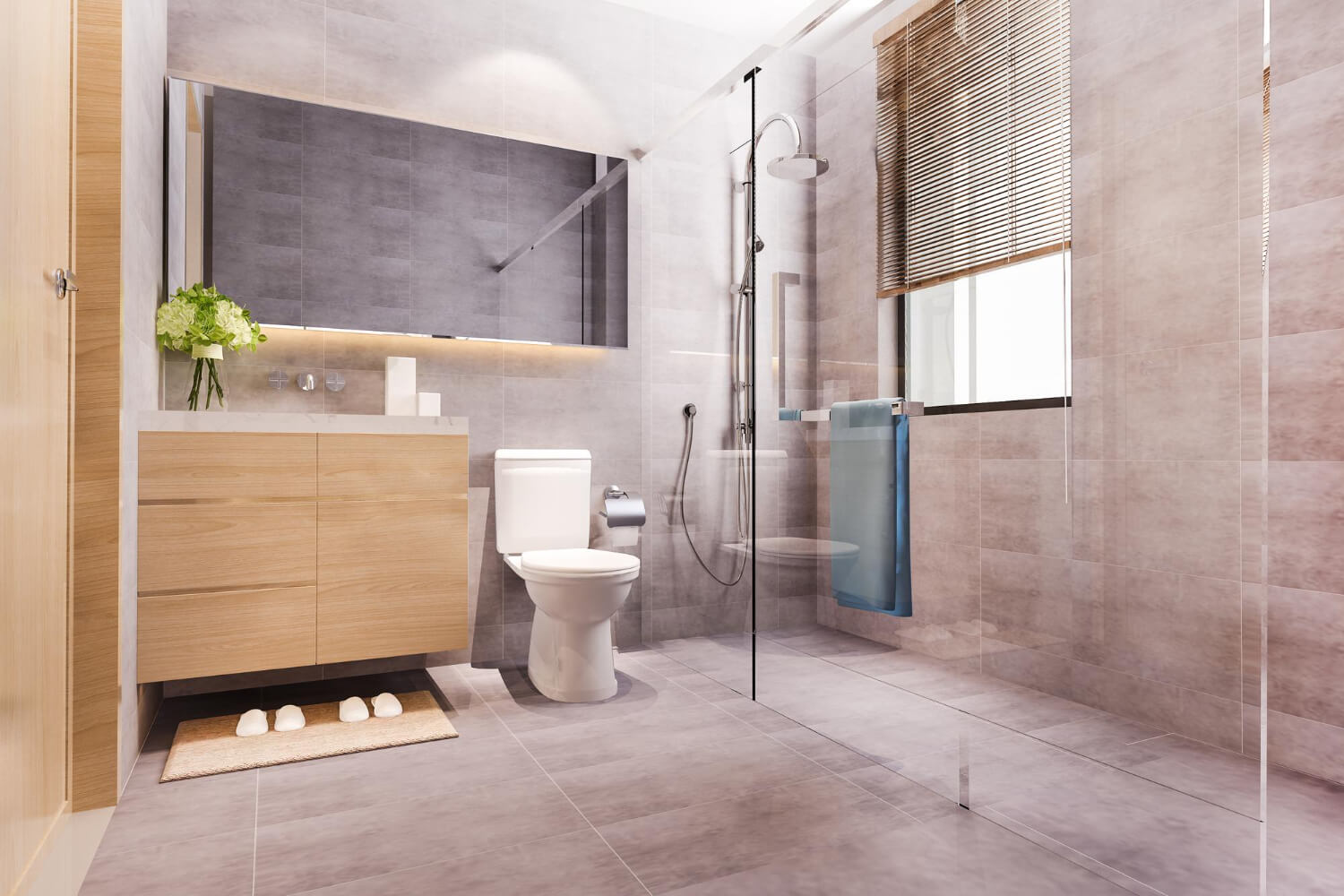 modern bathroom renovation with bathtub and sink