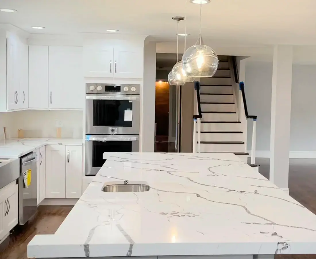 white kitchen counter